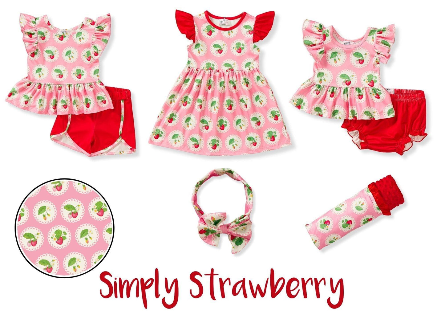 "SIMPLY STRAWBERRY" Girls Two-Piece Outfit