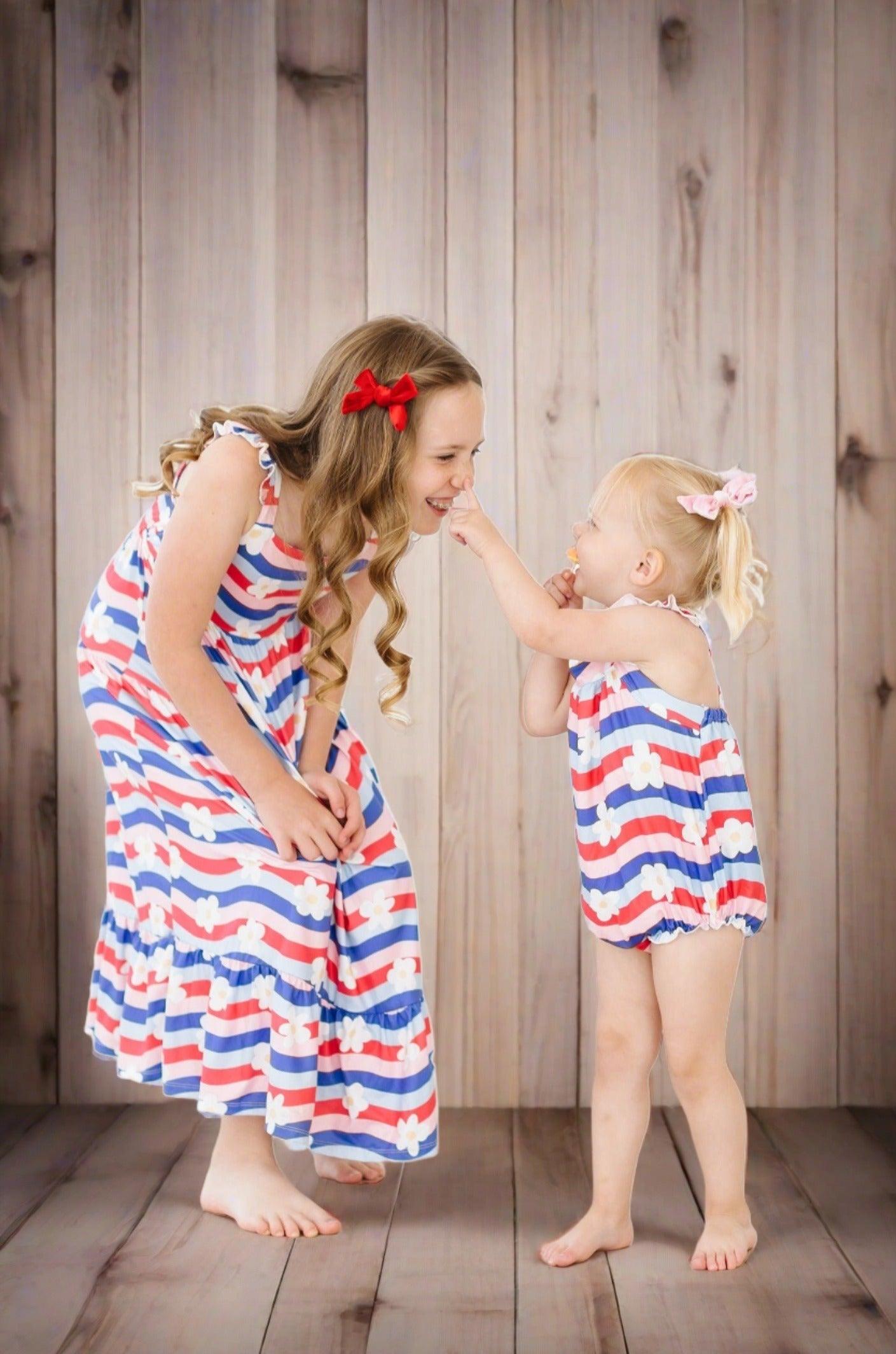 "JULY VIBES" Ruffle Cross Back Romper