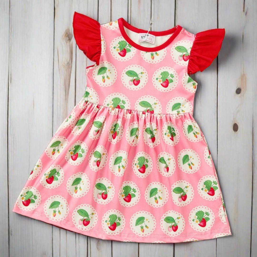 "SIMPLY STRAWBERRY" Girls Twirly Dress