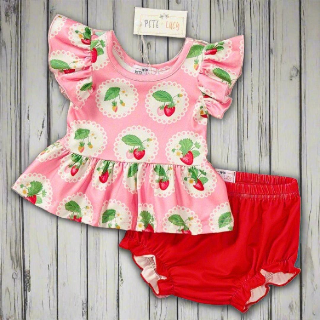 "SIMPLY STRAWBERRY" Baby girls two-piece outfit