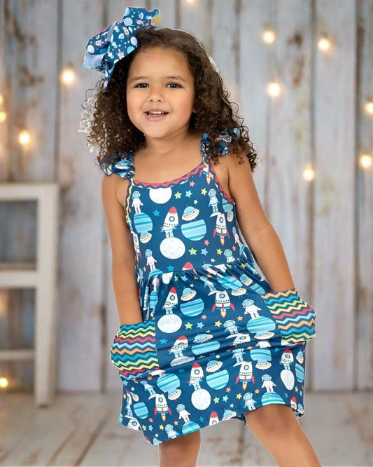 "OUTER SPACE" Girls twirl Dress
