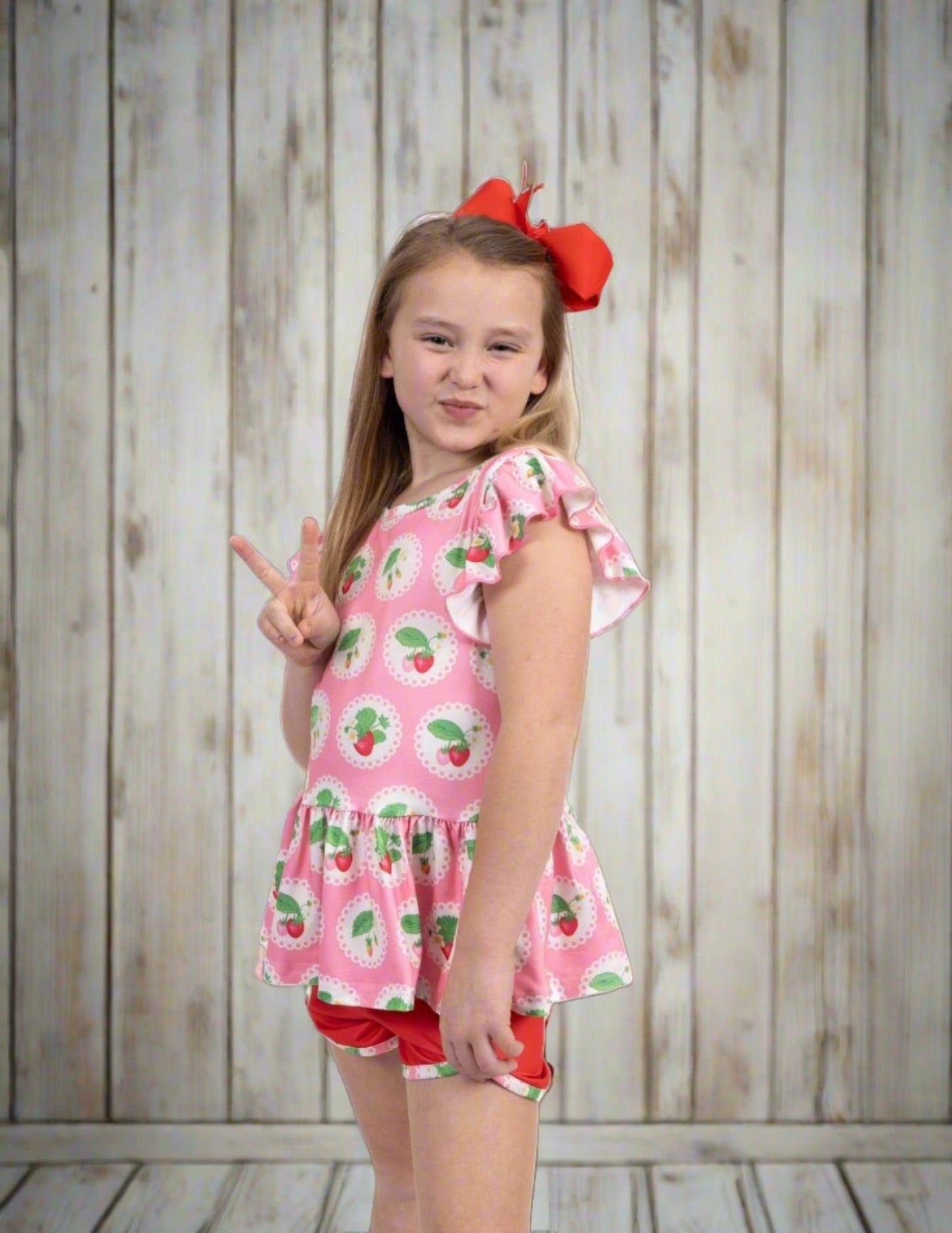 "SIMPLY STRAWBERRY" Girls Two-Piece Outfit