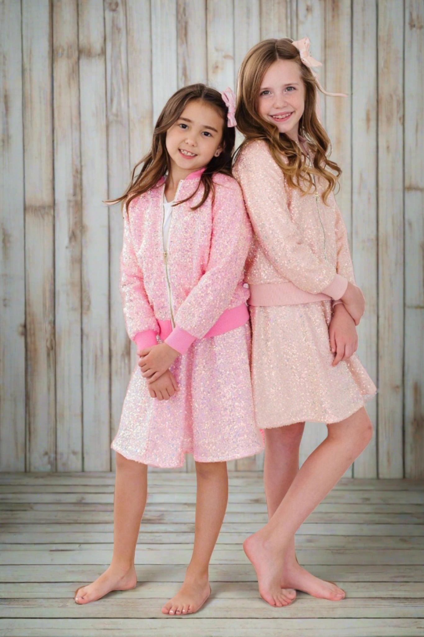 "PINK RAINBOW" Sequin Jacket with zip closure