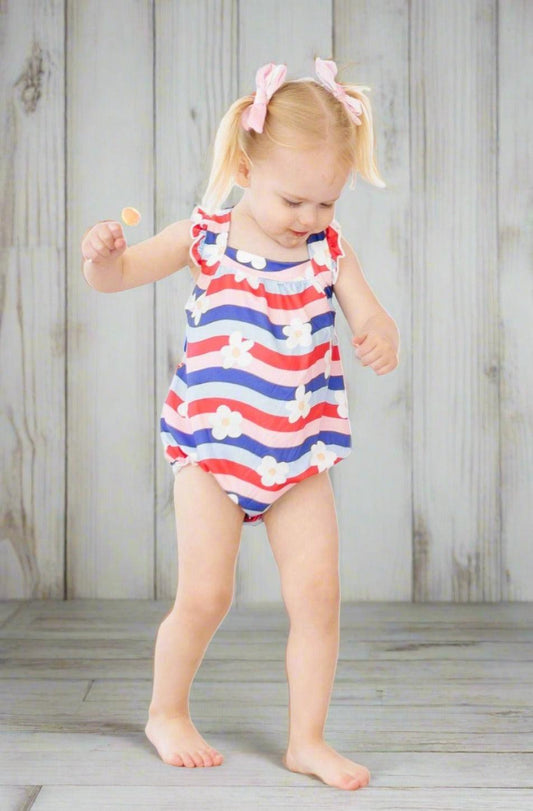 "JULY VIBES" Ruffle Cross Back Romper