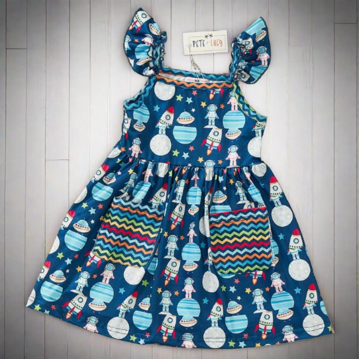 "OUTER SPACE" Girls twirl Dress