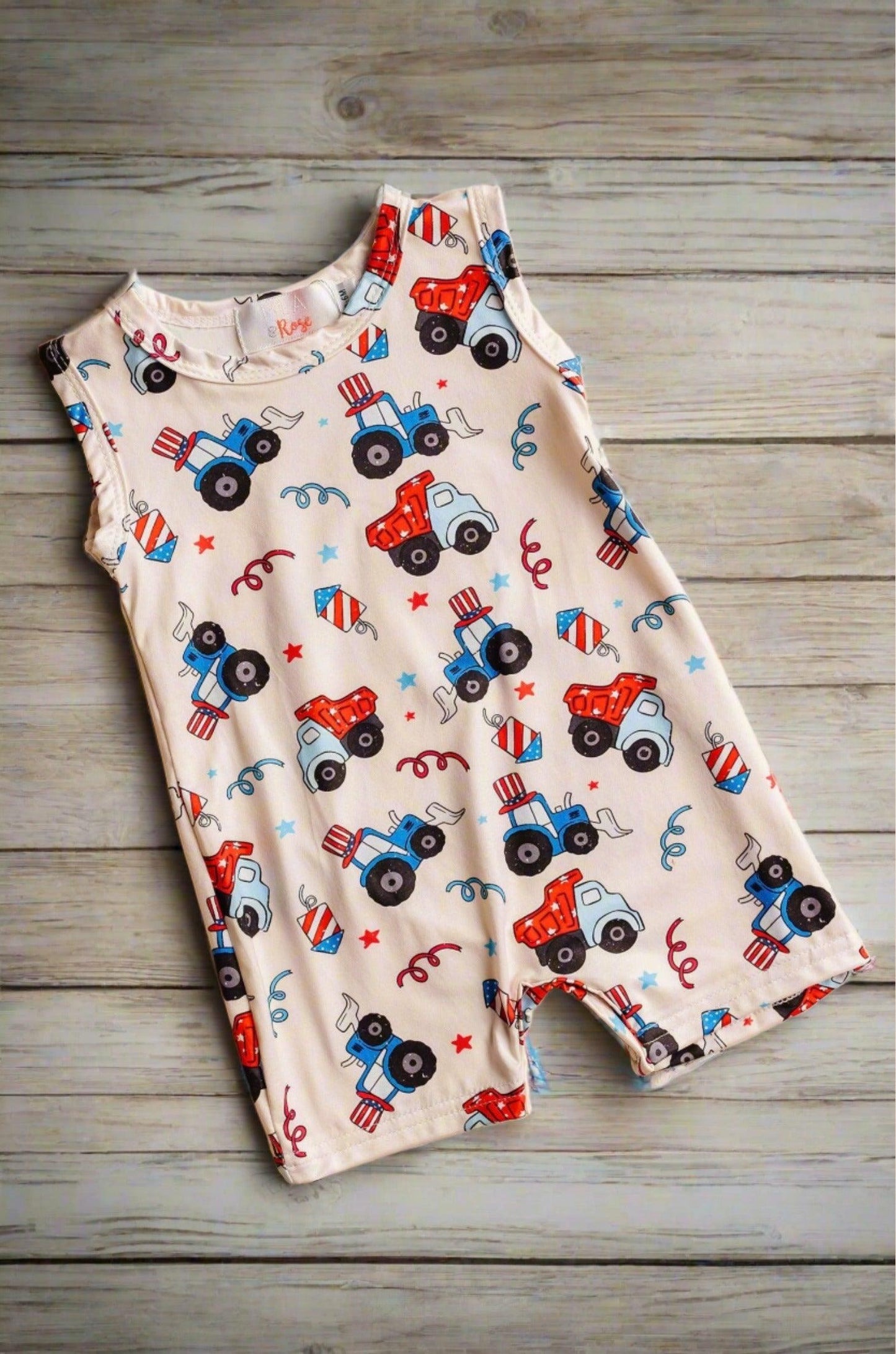 "4TH OF JULY TRACTOR" Boys Shorty