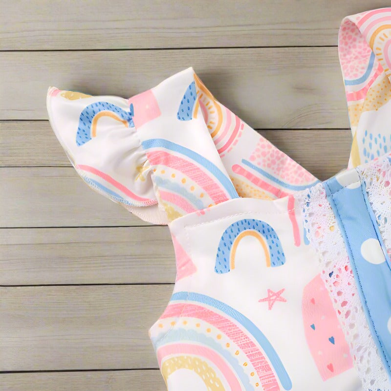 "OVER THE RAINBOW" Infant Cross-Back Romper (New)