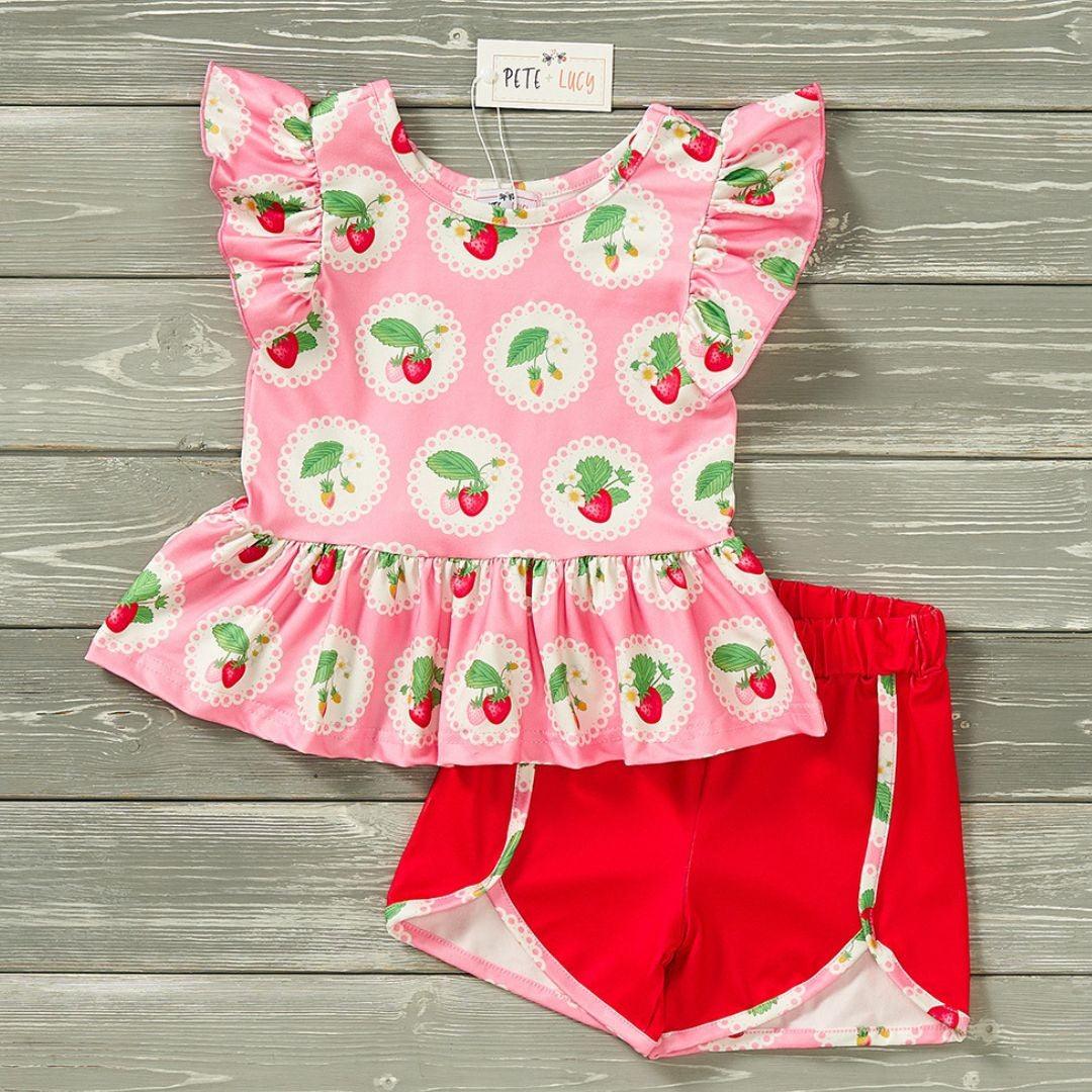 "SIMPLY STRAWBERRY" Girls Two-Piece Outfit