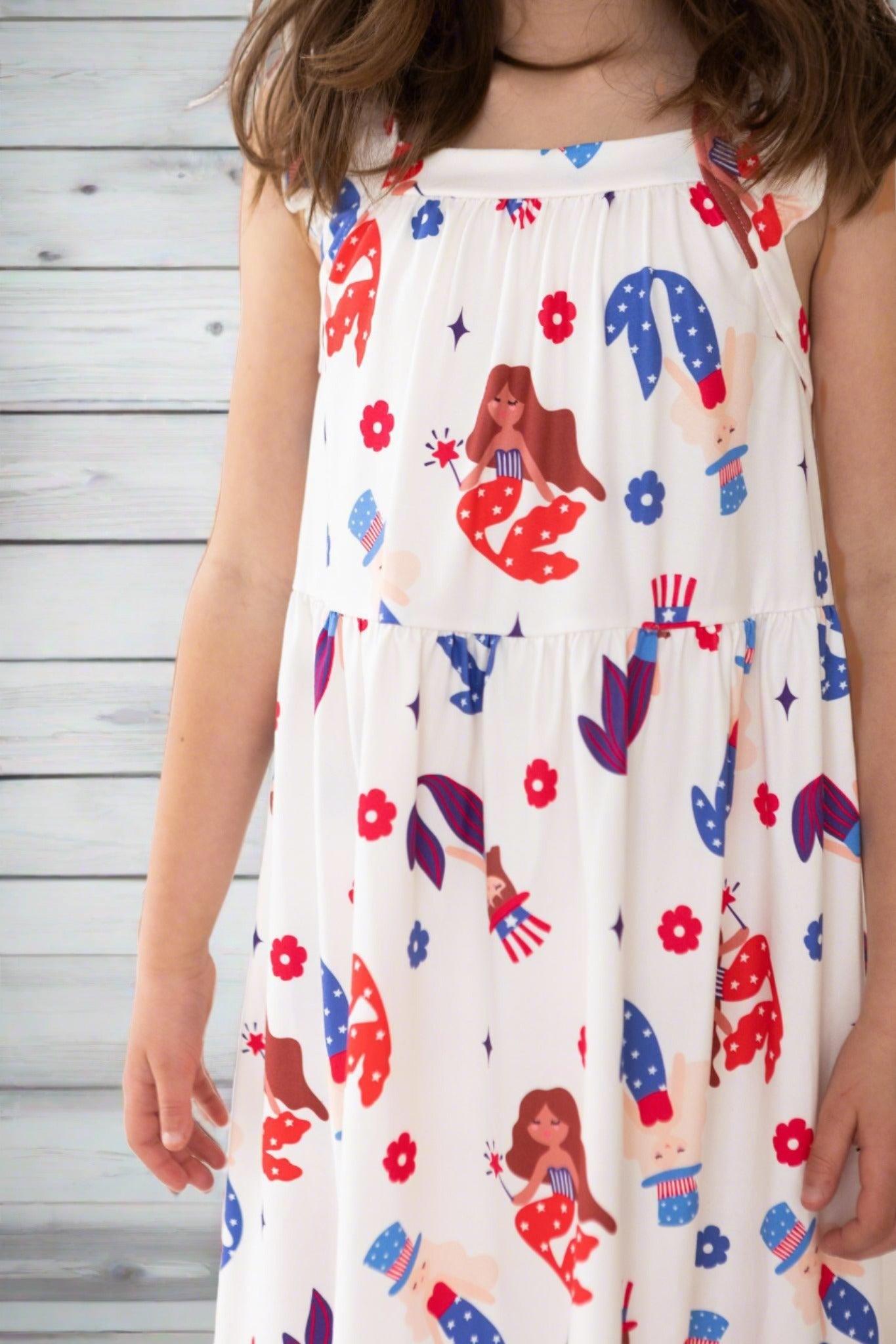 "MER-MADE IN THE USA" Ruffle Cross Back Twirl Dress