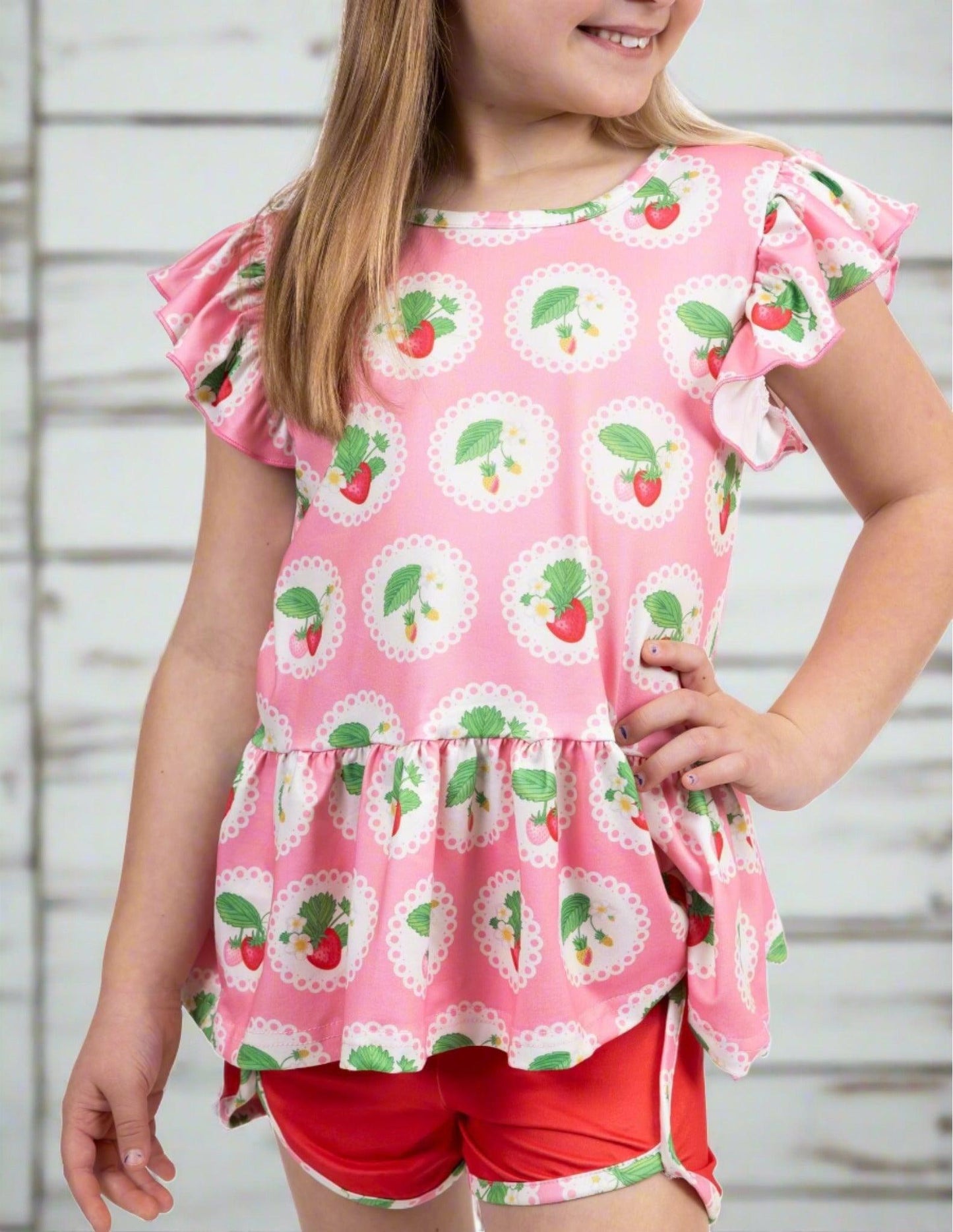 "SIMPLY STRAWBERRY" Girls Two-Piece Outfit
