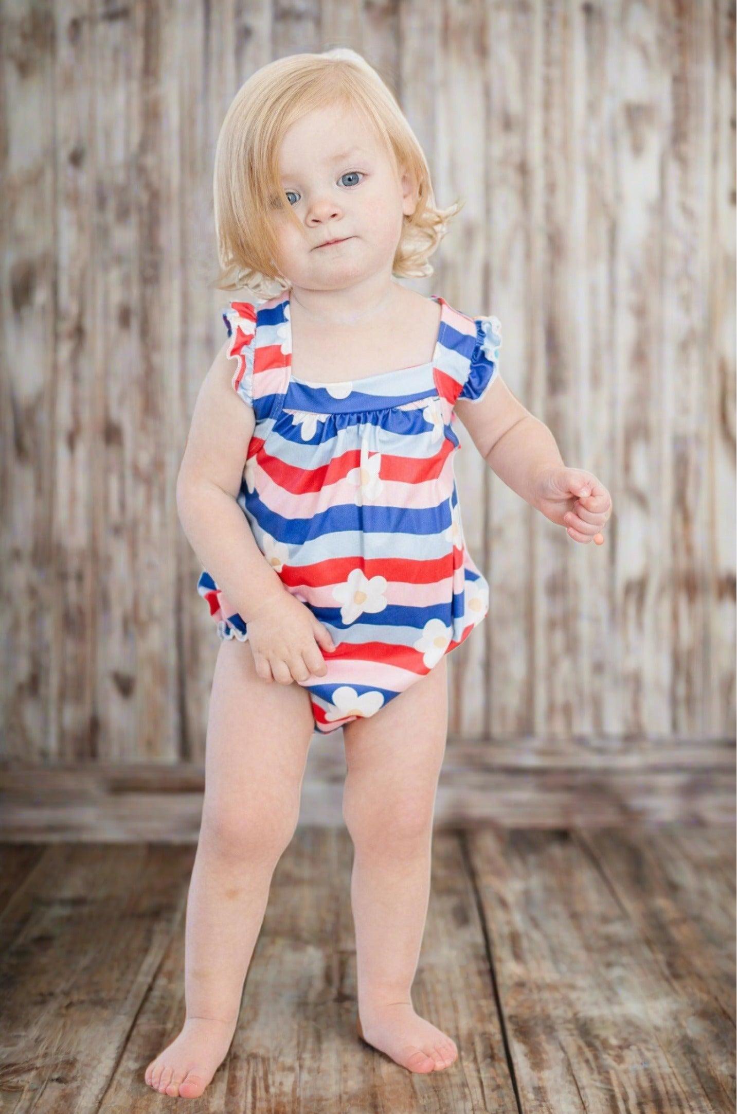 "JULY VIBES" Ruffle Cross Back Romper