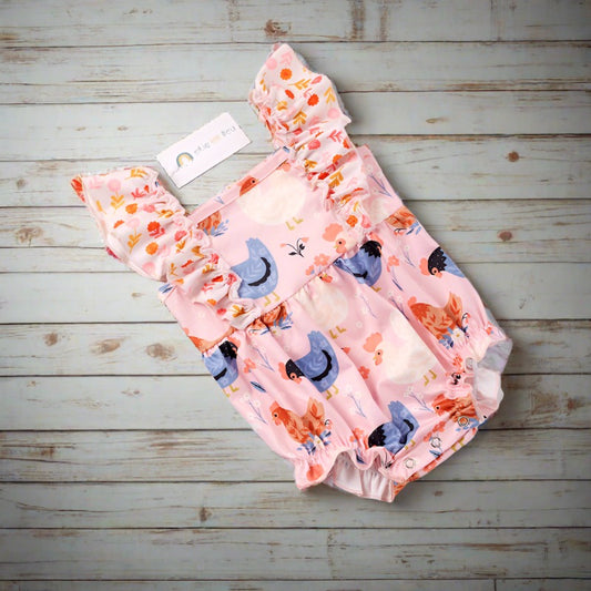 "CHICKEN PARTY" Infant Romper  (New)