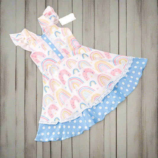 "OVER THE RAINBOW" Twirl Cross-Back Dress (New)