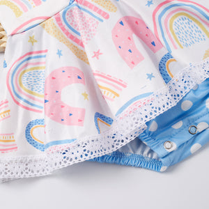 "OVER THE RAINBOW" Infant Cross-Back Romper (New)